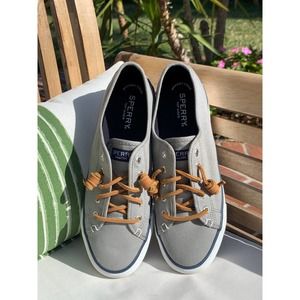 New SPERRY Pier Wave Grey Canvas sneaker 7 NEW